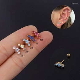 Stud Earrings 1Piece 20G 0.8MM Thin Rod Stainless Steel For Women Fashion Jewellery Colourful Zircon Ear Bone Piercing