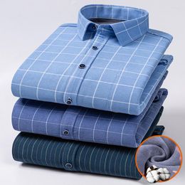 Men's Casual Shirts In Shirt Autumn And Winter Thick Long-sleeve For Men Slim Fit Plaid Warm Pure Cotton Soft Office Clothes