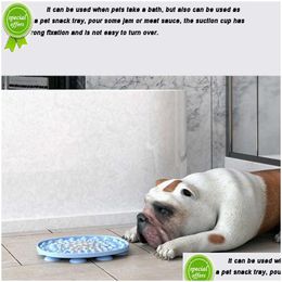 Cat Bowls Feeders Pet Slow Food Plate Dog Sile Lick Mat For Dogs Bathing Distraction Sucker Training Pets Feeder Supplies 2022 Drop Dhdhz