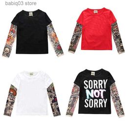 Hoodies Sweatshirts New Novelty Tattoo 1-7Year Long Sleeve Children T-Shirts Cotton Boys T Shirt Kids TShirt Autumn Kids Girls Tops Children Clothes T230907