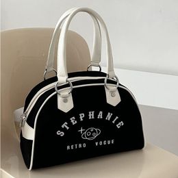 Shoulder Bags Xiuya Fashion Vintage Handbag Letter Cartoon Print Black Crossbody Bag 2023 American Style Sweet Cool Designer