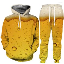 Men's Tracksuits Beer Friday 3d Print Sweatshirts Suit Casual Hoodie Pants 2pcs Sets Oversized Tracksuit Spring Autumn Fashion Men Clothing