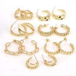 Stud Earrings 5Pairs Charm Metal Geometric Texture Hammered Gold Plated Statement Temperament Party Gift Jewellery Bijoux Femme