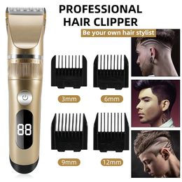 Electric Shavers Professional Hair Clipper Beard Trimmer for Men Adjustable Speed LED Digital Clippers Razor Barber 230906