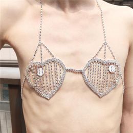 Chains Exquisite Luxurious Hollow Out Heart-shaped Thoracic Chain Sexy Fashion Rhinestone Body Sand Bikini Jewellery Wholesale