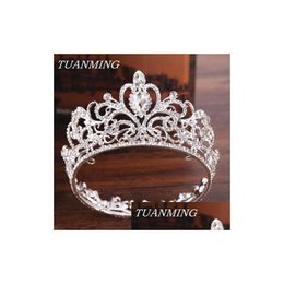 Hair Jewelry Sier Color Crystal Crown Princess Tiara Accessories Round Small For Girl Ornament 230202 Drop Delivery Hairjewelry Dhcdf