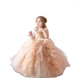 Girl Dresses Luxury Ruffled Tulle Puffy Flower Girls For Wedding Sleeveless Princess Birthday Party Toddler First Communion Gift