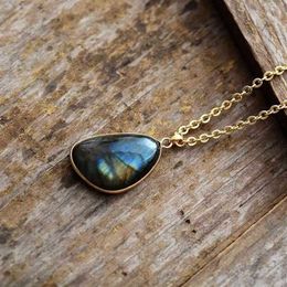 Fashion Natural Labradorite Necklaces & Pendants S Shaped Sunlight Energy Stone Female Moonstone Necklaces Women Jewellery Drop206k