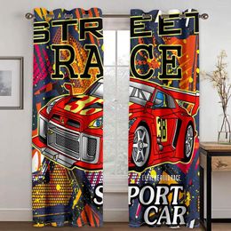 Curtain 3D Sport Car Cute Cartoon Modern Pattern Blackout Suitable For Family Curtains In Living Room And Children's Bedroom