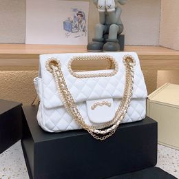 Pearl Chain Classic Flap Women Crossbody Bag Luxury Large Capacity Leather Quilted Shoulder Bag Multi Chain Handbag Outdoor Evening Clutch Fanny Pack Coin Purse 25C