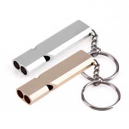 Mini Portable 150db Double Pipe High Decibel Outdoor Camping Hiking Survival Whistle Multi-Tools Emergency Whistle Keychain2027