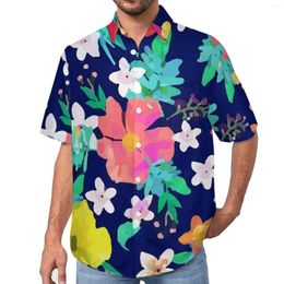 Men's Casual Shirts Tropical Floral Colourful Print Vacation Shirt Summer Harajuku Blouses Male Large Size