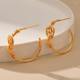 Hoop Earrings Minar Stylish 18K Real Gold Plated Brass Twisted C Shape For Women Large Statement Earring Daily Party Jewelry