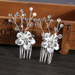 Hair Clips 2pcs Bride Hairpin Side Comb Wedding Accessories Handmade Pearl Floral Clip Simple Daily Headdress Jewelry For Women