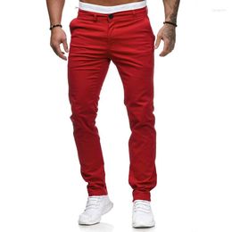 Men's Pants Casual Trousers For Men Autumn 2023 Euro-Us Slim Fit Youth Solid Color Straight White Black Grey S-4XL