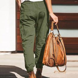 Women's Pants Women Outfits Female Sweatpants Solid Overalls Casual Side Pocket Cargo Pant Bunched Feet Sport Trousers Pantalones