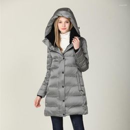 Women's Trench Coats High Quality Women White Duck Down Long Hoodies Winter Warm Ski Black Puffer Jacket