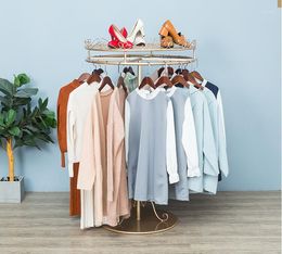 Hangers Golden Clothing Rack Women's Clothes And Hats Display Circular Rotatable Zhongdao Floor Hanger