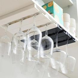 Kitchen Storage 2Pcs Wine Glass Hanging Rack Wall Mount Glasses Holder Classification Cup Punch-free Cupboard Organizer