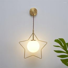 Wall Lamp Golden Star Glass Lamps Bedroom Nordic Living Room Aisle Corridor Children Brass Hanging Sconces Lights Fixtures