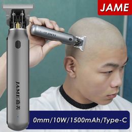 Electric Shavers JAME Professional Hair Clippers Men T Blade Beard Trimmer Barber Haircut Machine Cordless 0mm Shaver USB 230906