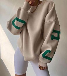 Women's Sweaters Casual Letters Print Sweatshirt Women Fashion Fleece Long Sleeve Loose Hoodies Y2k Streetwear 2023 Autumn Winter Lady