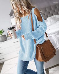 Women's Sweaters Cold Shoulder Oversized Batwing Long Sleeve Square Neck Chunky Knit Fall Tunic Sweater Tops