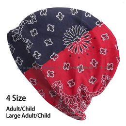 Berets Red & Blue Bandanna Face Mask Beanies Knit Hat Blackrabbit33 Bandana Paisley Brimless Knitted