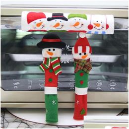 Christmas Decorations 3Pcs/Set Kitchen Appliance Handle Ers Microwave Oven Refrigerator Fridge Cloth Anti-Skid Drop Delivery Home Gard Dhvhe