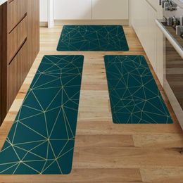 Carpets Green Geometric Print Rugs Kitchen Mat Entrance Doormat Printed Rug Home Floor Balcony Anti-Slip Carpet Decor