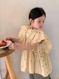 Clothing Sets 2023 Summer Korean Style Kids Shirt Pants Print Lattice Sweet Cute Fashion Design Pretty Soft Sleeveless