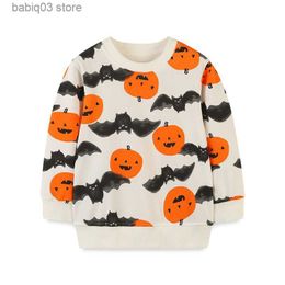 Hoodies Sweatshirts Jumping Metres 2-7T Halloween Baby Sweatshirts Pumpkin Bats Children's Clothing Long Sleeve Kids Hooded Holiday Shirts Costume T230907