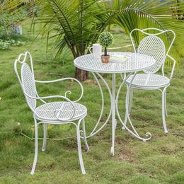 Camp Furniture Courtyard Outdoor Garden Table And Chair Combination Leisure White Three Piece Set