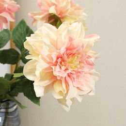 Decorative Flowers Home Floriculture Silk Fake Artificial Dahlia Balcony Garden Decoration Simulation Flower White Branches