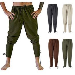 Men's Pants Streetwear Casual Men Cotton Lace Up Leggings Joggers Harajuku Elastic Waist Ankle Length Trousers For Man