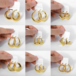 Hoop Earrings Diana Baby Jewellery 18k Gold Colour Women Ear Clips Piercing Simple Korean Design Daily Wear Party Wedding Gift