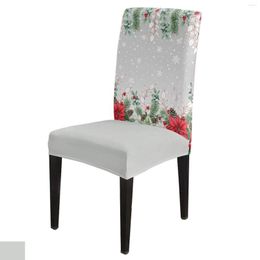 Chair Covers Christmas Poinsettia Fir Tree Berries Cover Stretch Elastic Dining Room Slipcover Spandex Case For Office