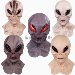 Party Masks Halloween Alien Mask Cosplay Horror UFO Skull Latex Masks Helmet Carnival Dress Up Party Costume Props x0907