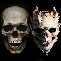 Party Masks 2023 Halloween Mask Full Face Skull Masks Latex Head Cover Horror Skeleton Helmet Halloween Carnival Cosplay Party Decor Props x0907