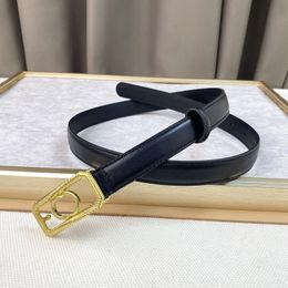 Top Quality Women Black Leather Belts 2.0cm Width Calfskin Gold/Sliver Buckle Fashion Designer Dress Belt with Box