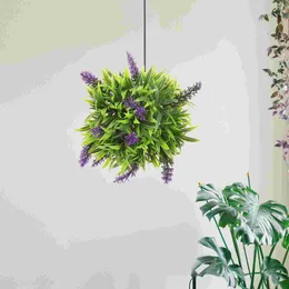 Decorative Flowers 2 Pcs Simulated Lavender Hanging Ball Artificial Plastic Purple Home Ornament Office Faux Outdoor