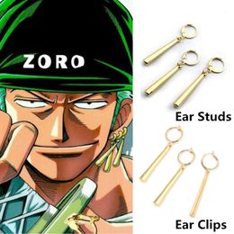 Hoop Huggie Kiss Jewellery Unisex 3Pcsset Zoro Cosplay Earrings Prop for Women Men Long Column Pendant Drop Earrings Ear Clip Friends Gift 230907