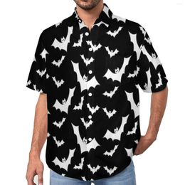 Men's Casual Shirts Bat Loose Shirt Man Vacation Animal Flying Hawaiian Printed Short Sleeve Fashion Oversize Blouses