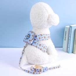 Dog Collars Cute Harness Leash Pet Chest Strap Breathable Mesh Snack Bag Cat Vest Dogs Collar Leashes Walking Supplies Accessories