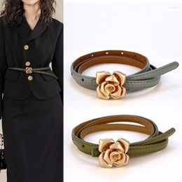 Belts Women's Trousers Belt Matching Dress Jeans For Lady Solid Color High Quality Genuine Leather Fashion Flower LB2146