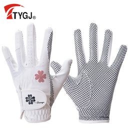 Other Golf Products TTYGJ Golf Women's Gloves PU Leather Left and Right Hands 1 Pair of Anti Slip Particles with Breathable Outdoor Sports Gloves 230907