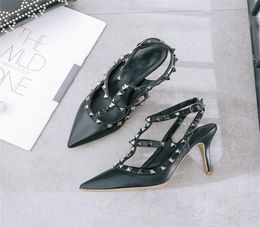 Summer Women039s Sandals Fashion Design Beautiful Rivets Decorated Comfortable Inner Stiletto Sandals Women Shoes Size 34428755015