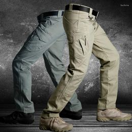 Men's Pants Men Tactical Cargo Trousers Multi Pocket Elastic Waist Military Casual Waterproof SWAT Combat Joggers S-3XL Spring