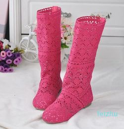 Hollow Boots Shoes Breathable Knit Line Mesh Boots Summer Women Boots Knee High Womens Shoes