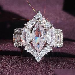 Wedding Rings 2023 Choucong Brand Wedding Rings Luxury Jewelry 925 Sterling Sier Marquise Cut White Topaz Cz Diamond Eternity Women En Dhmrm